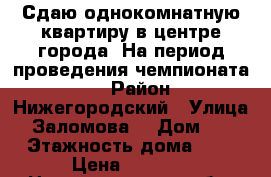 Сдаю однокомнатную квартиру в центре города. На период проведения чемпионата .  › Район ­ Нижегородский › Улица ­ Заломова  › Дом ­ 7 › Этажность дома ­ 9 › Цена ­ 5 000 - Нижегородская обл. Недвижимость » Квартиры аренда   . Нижегородская обл.